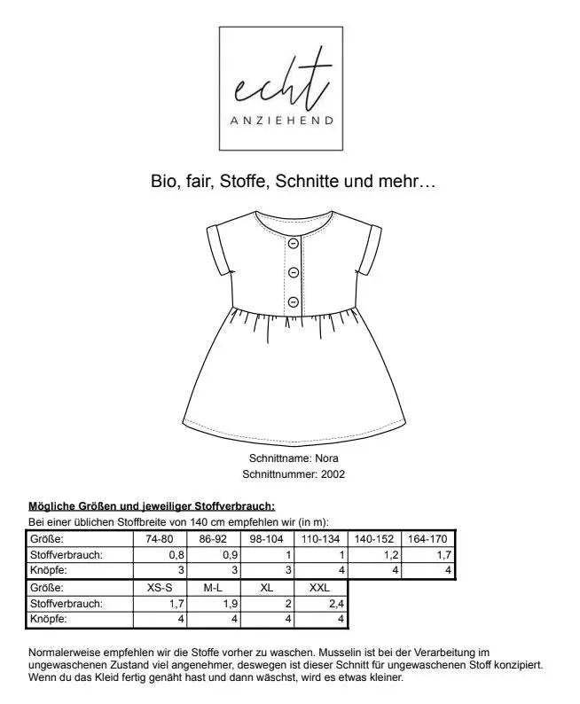 Schnittmuster Kleid Nora | Stoffwerk