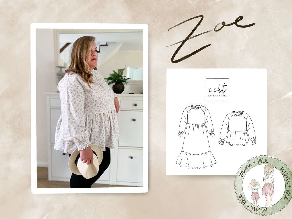 Schnittmuster Midikleid/Bluse Zoe