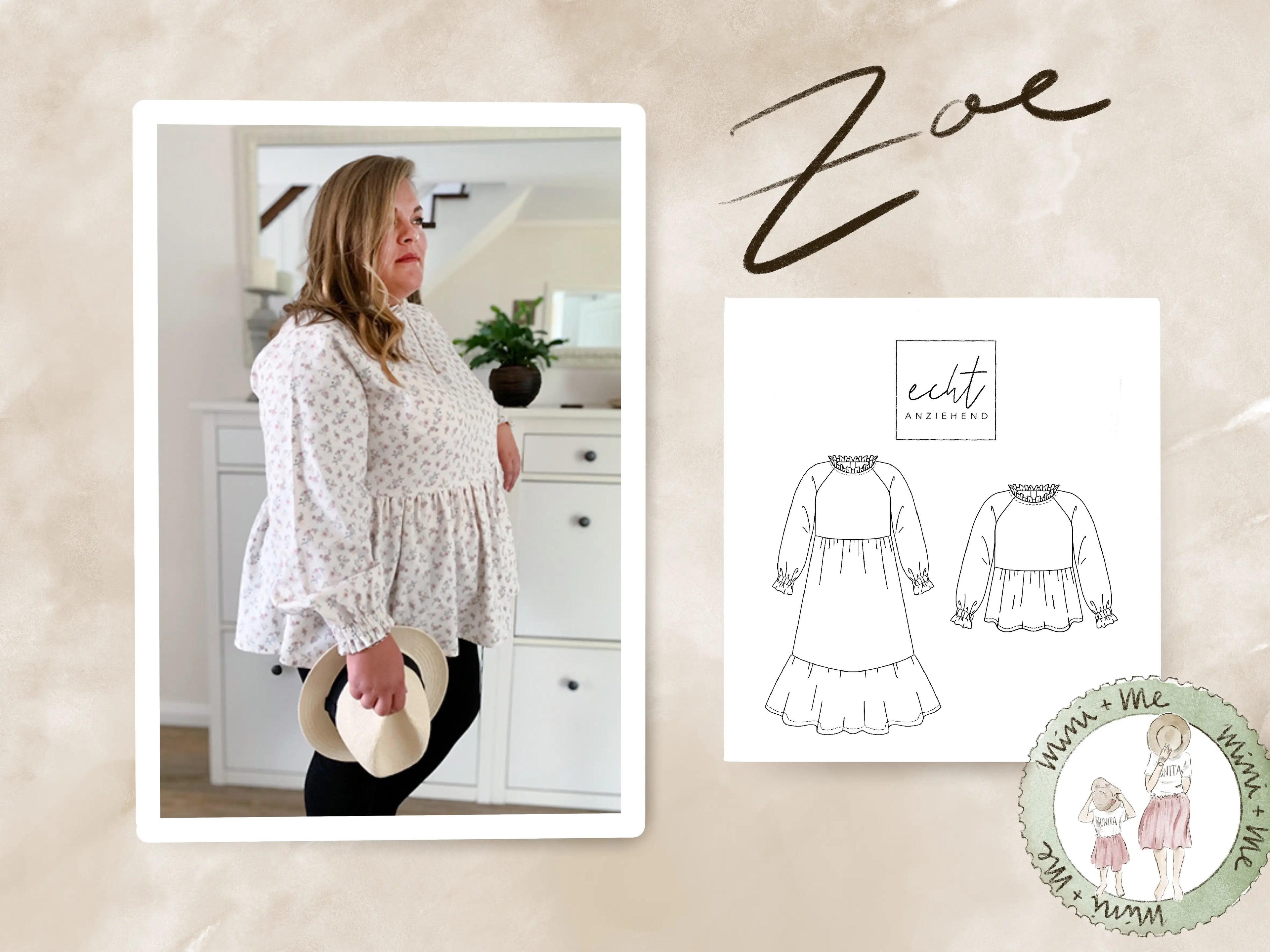 Schnittmuster Midikleid/Bluse Zoe