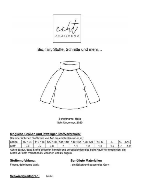 Schnittmuster Pullover Hella