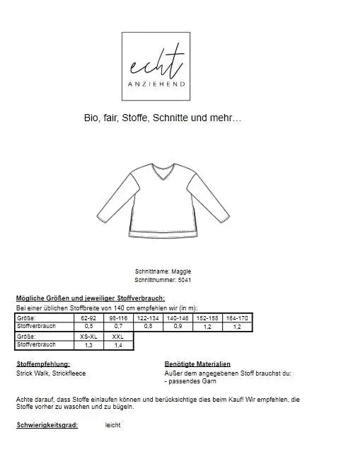 Schnittmuster Pullover Maggie | Stoffwerk