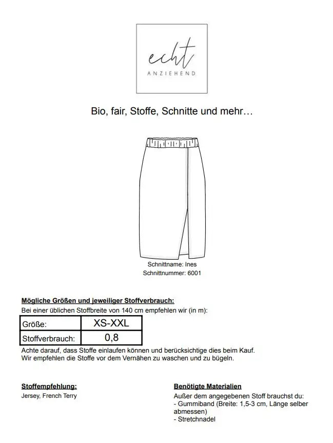 Schnittmuster Rock Ines