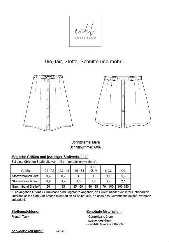 Schnittmuster Rock Mara | Stoffwerk