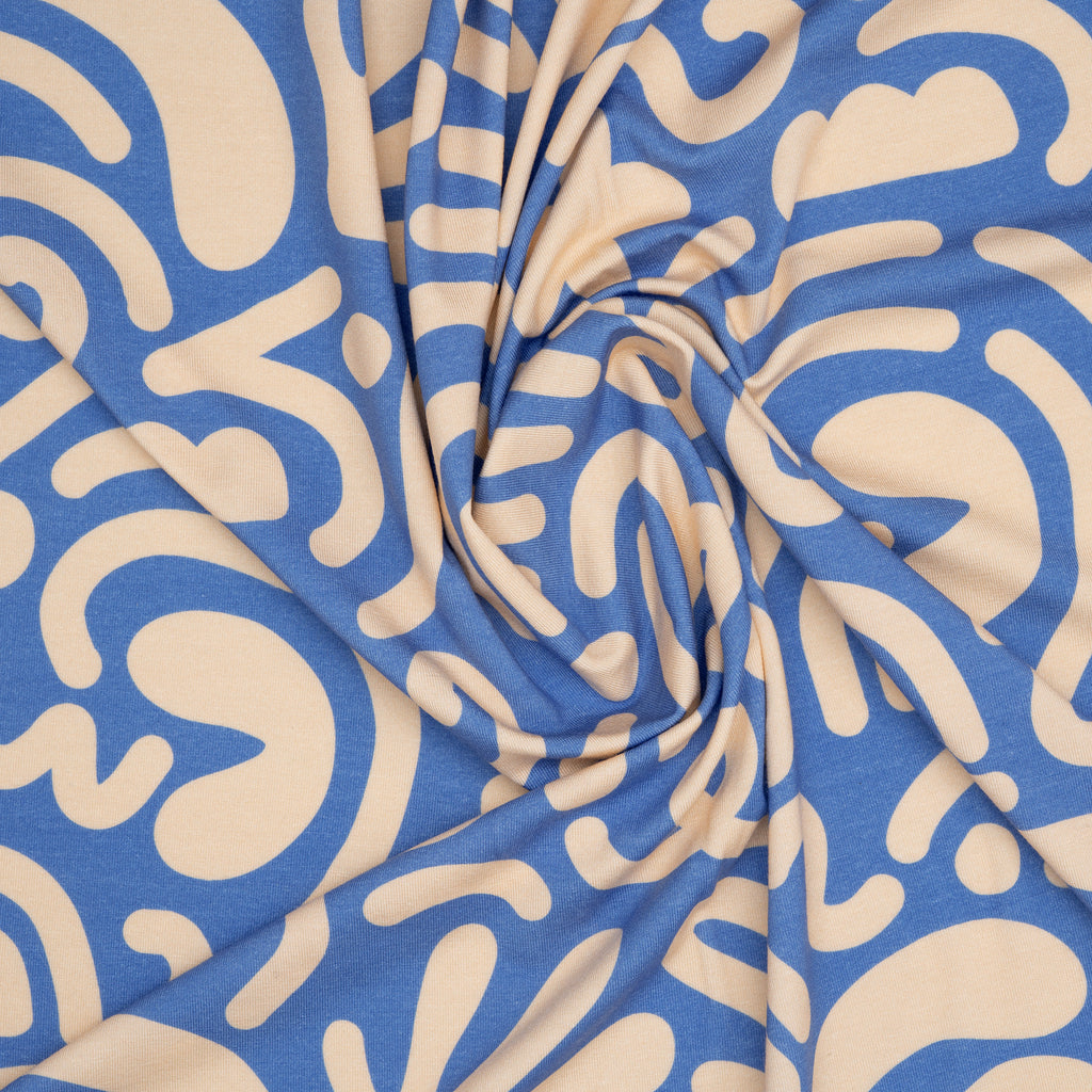 Tencel Jersey Regenbogen Abstrakt Blau | Stoffwerk