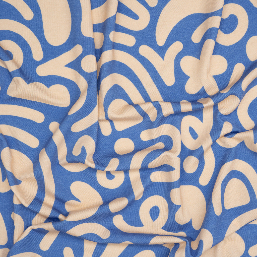 Tencel Jersey Regenbogen Abstrakt Blau | Stoffwerk