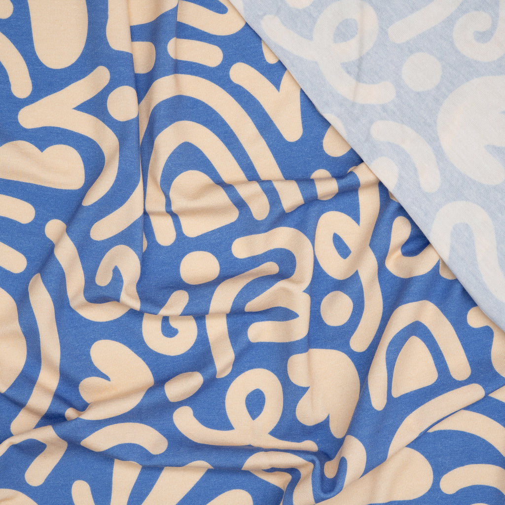 Tencel Jersey Regenbogen Abstrakt Blau | Stoffwerk
