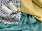 Viskose Blumenwiese dusty mint rauchgelb