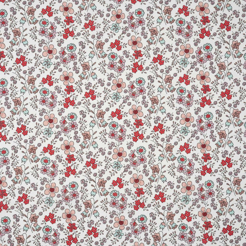 Viskose Blumenwiese Rosa Rot