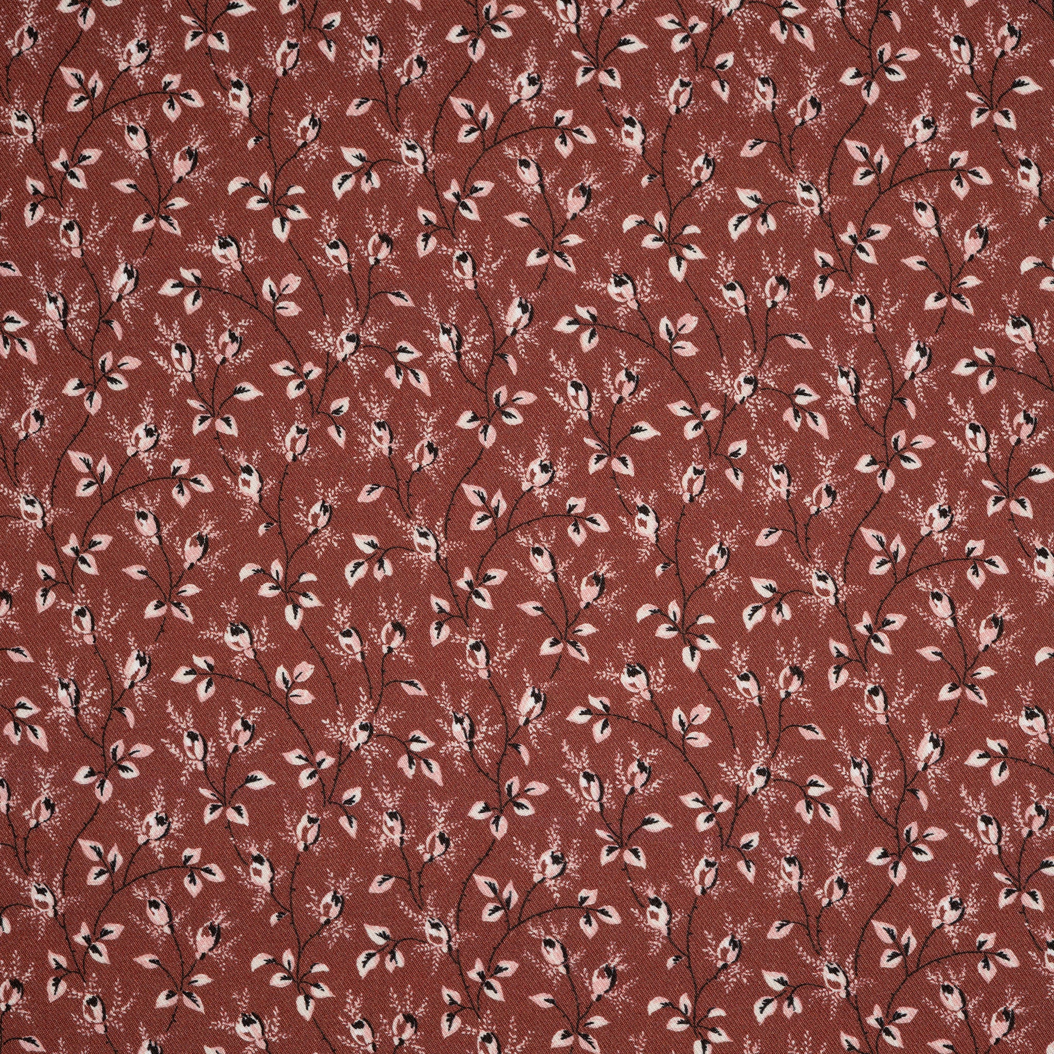 Viskose Blütenzweige Rosa Braun | Stoffwerk