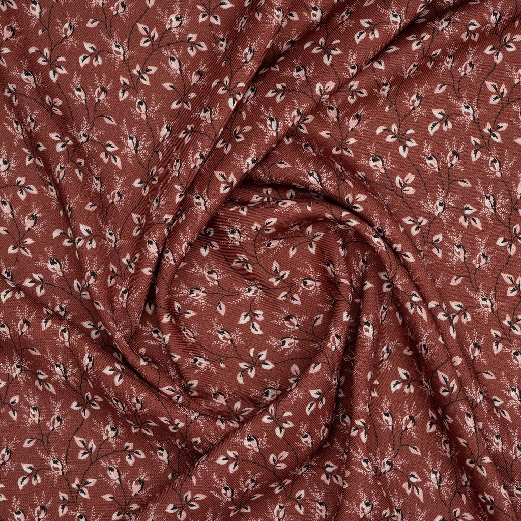 Viskose Blütenzweige Rosa Braun | Stoffwerk