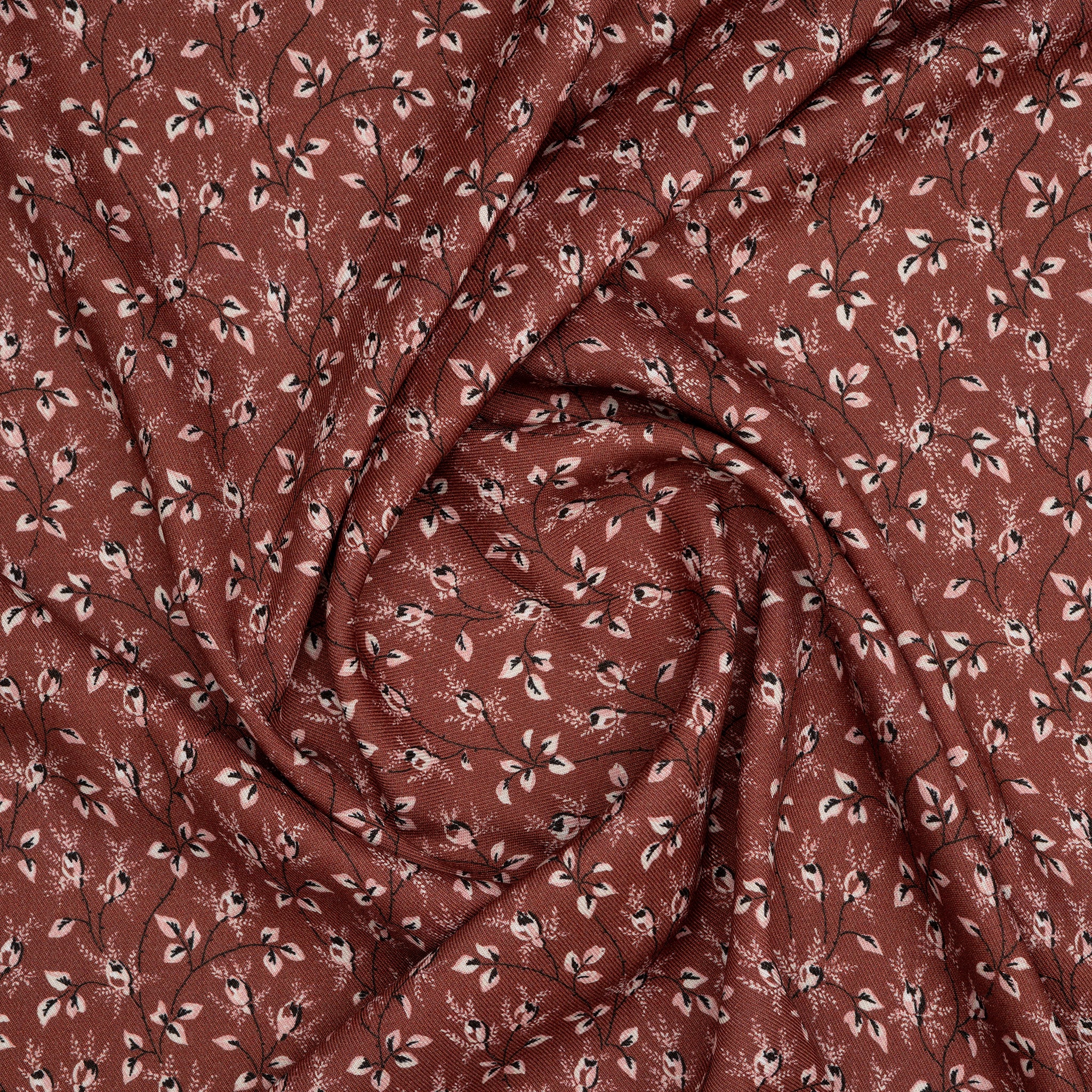 Viskose Blütenzweige Rosa Braun | Stoffwerk