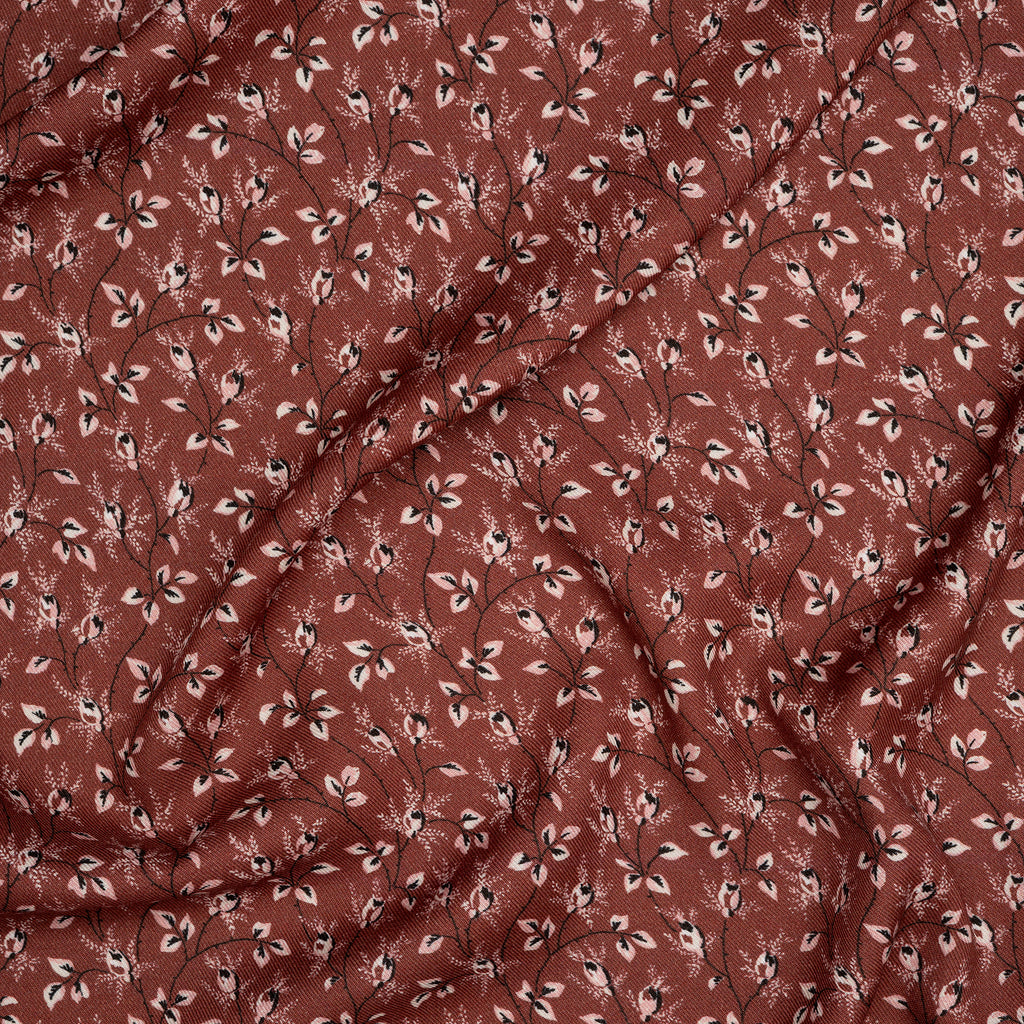 Viskose Blütenzweige Rosa Braun | Stoffwerk