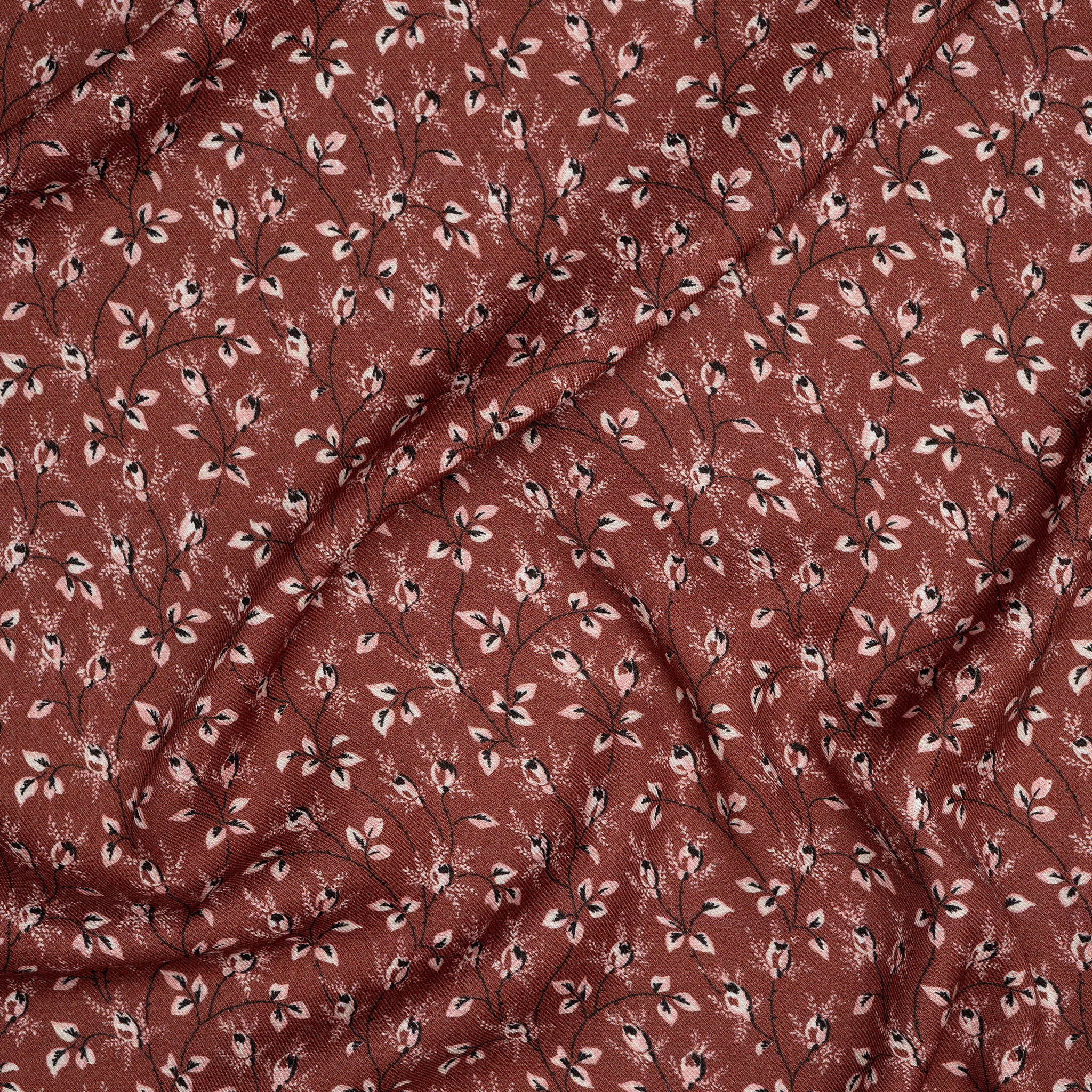 Viskose Blütenzweige Rosa Braun | Stoffwerk