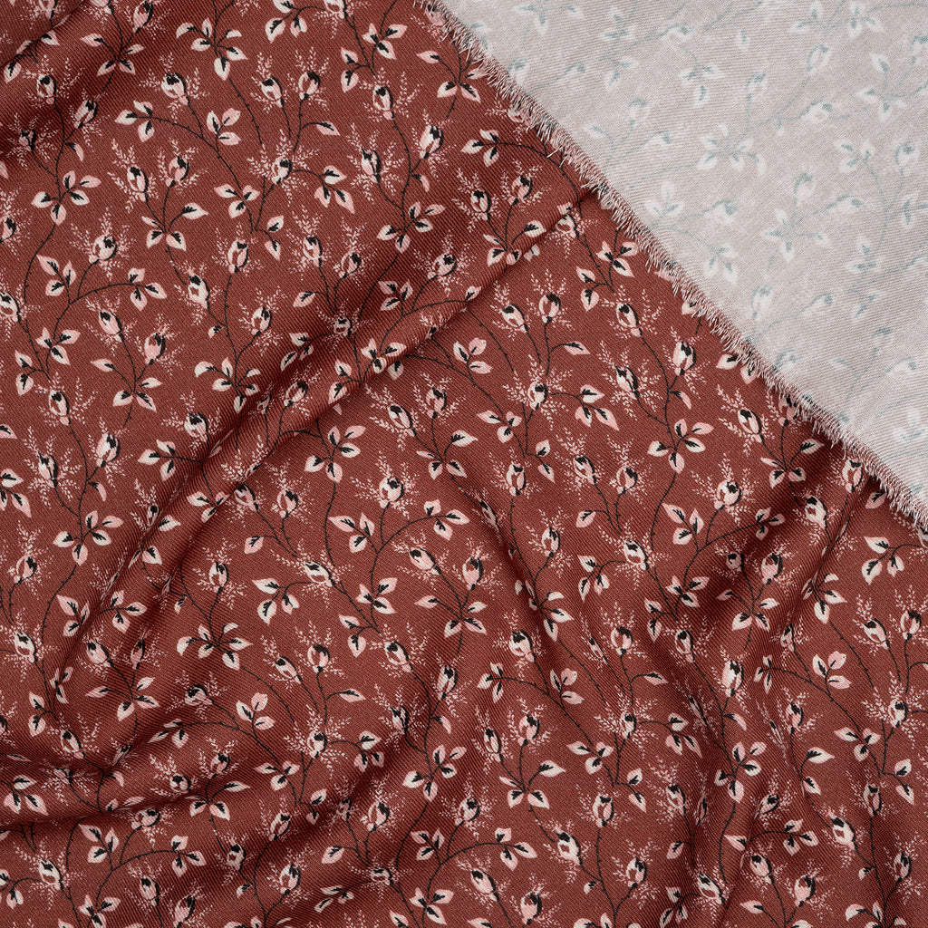 Viskose Blütenzweige Rosa Braun | Stoffwerk