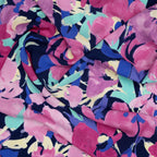 Viskose Große Aquarell-Blumen Nachtblau Mint Rosa Gelb | Stoffwerk