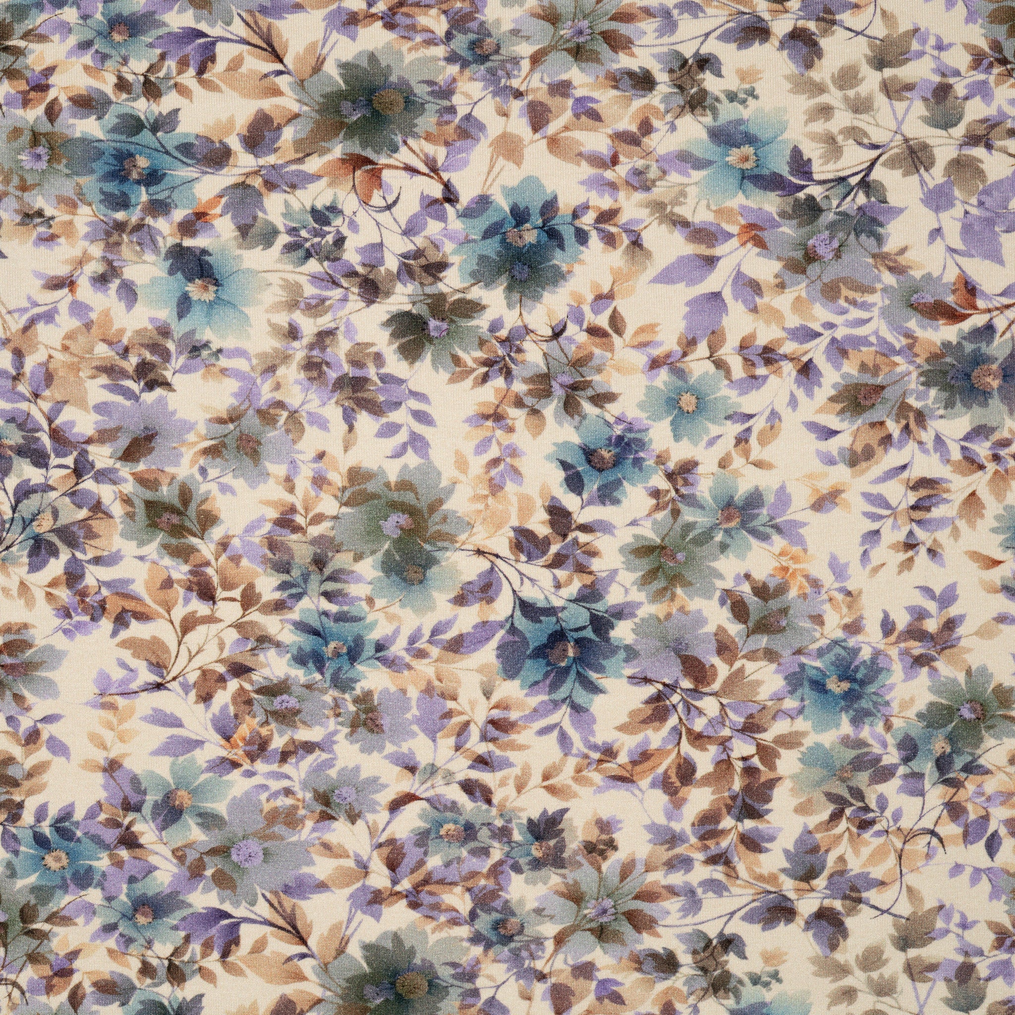 Viskose Jersey Digital Blumen Lila Blau Braun | Stoffwerk
