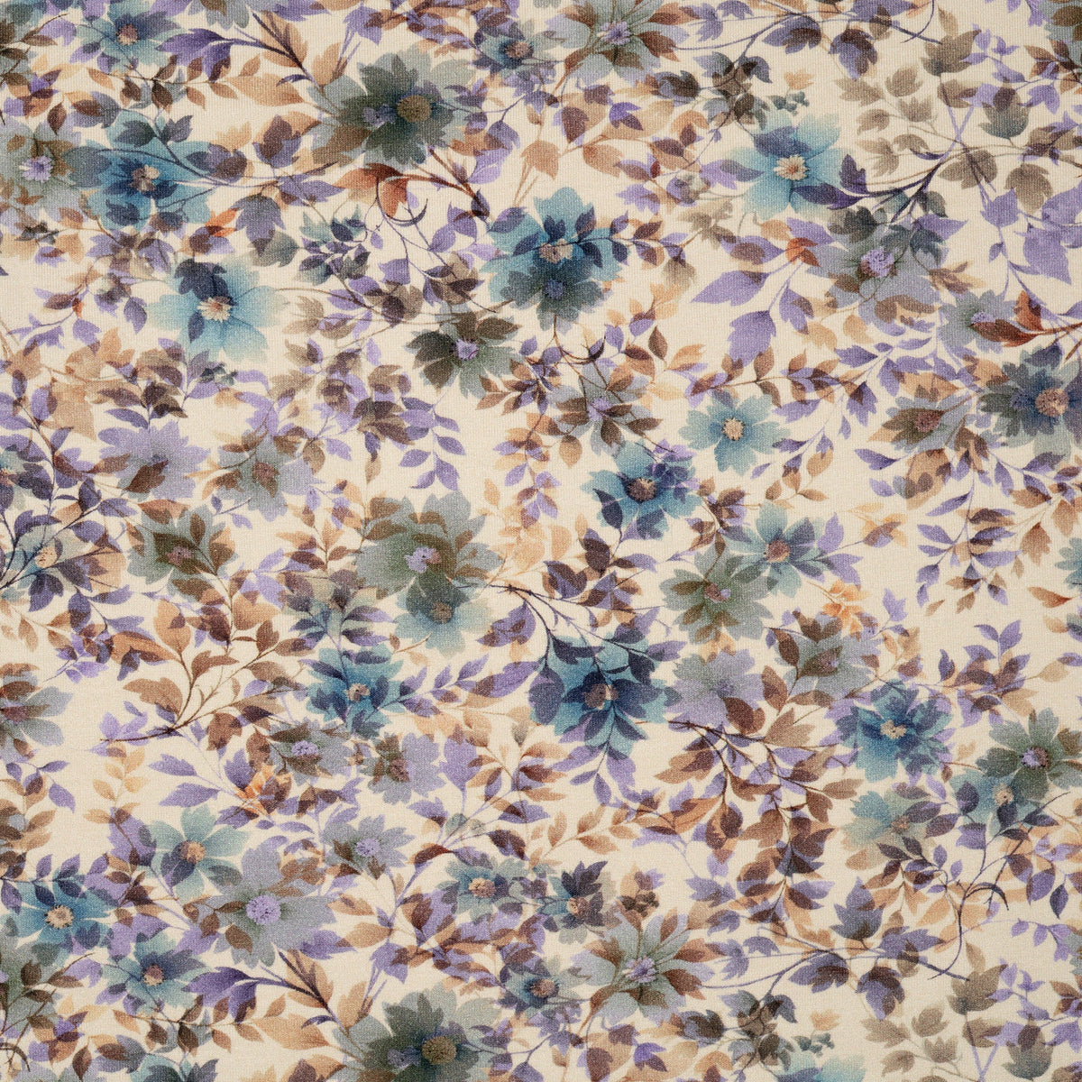 Viskose Jersey Digital Blumen Lila Blau Braun