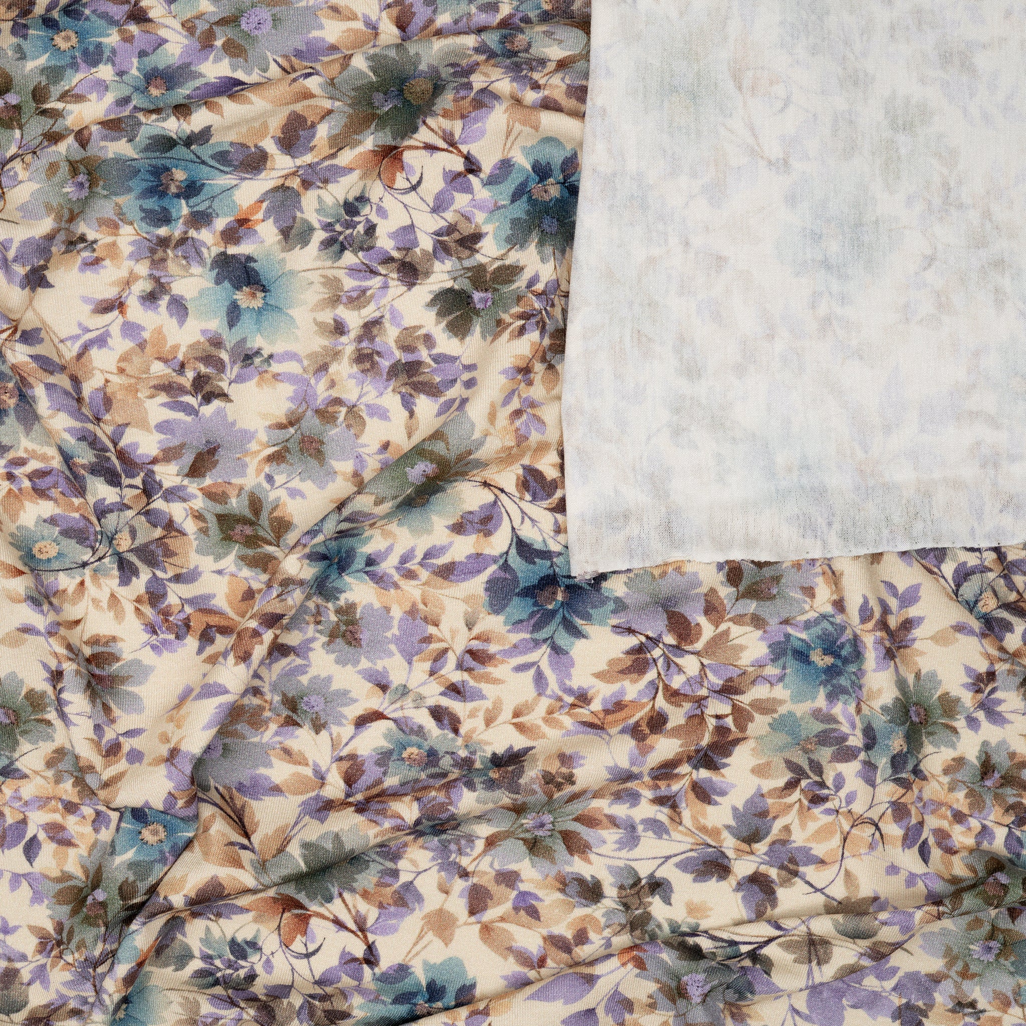 Viskose Jersey Digital Blumen Lila Blau Braun | Stoffwerk
