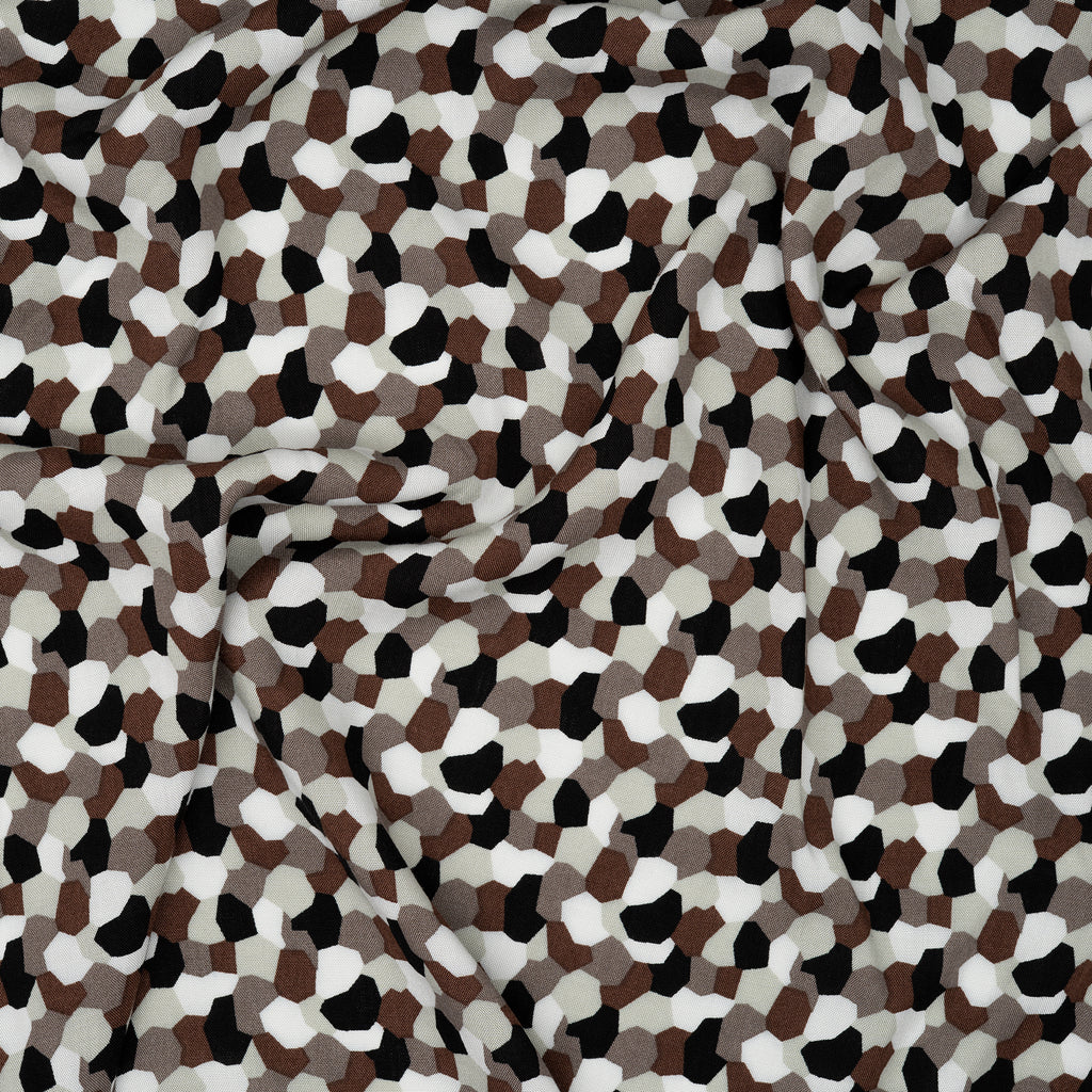 Viskose Kleine Mosaik Steinchen Sand Braun Beige Creme | Stoffwerk