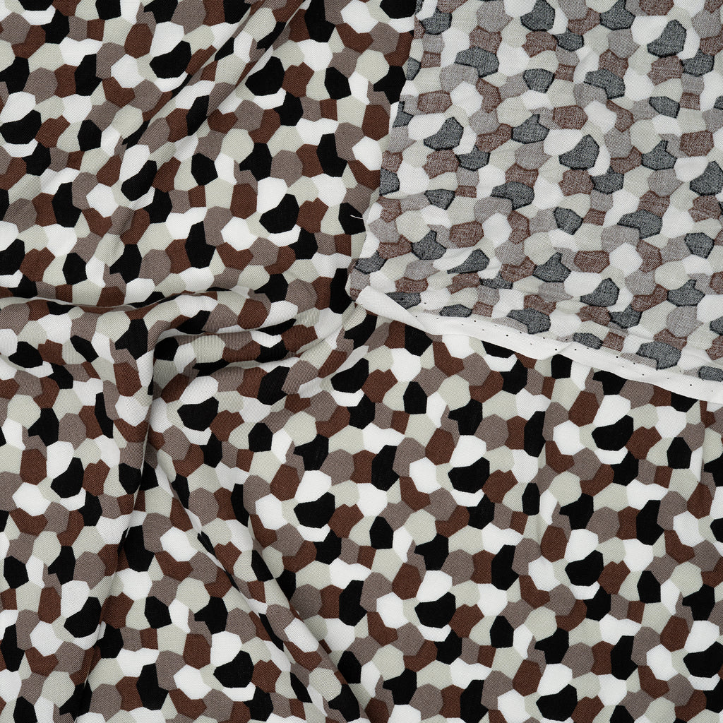 Viskose Kleine Mosaik Steinchen Sand Braun Beige Creme | Stoffwerk