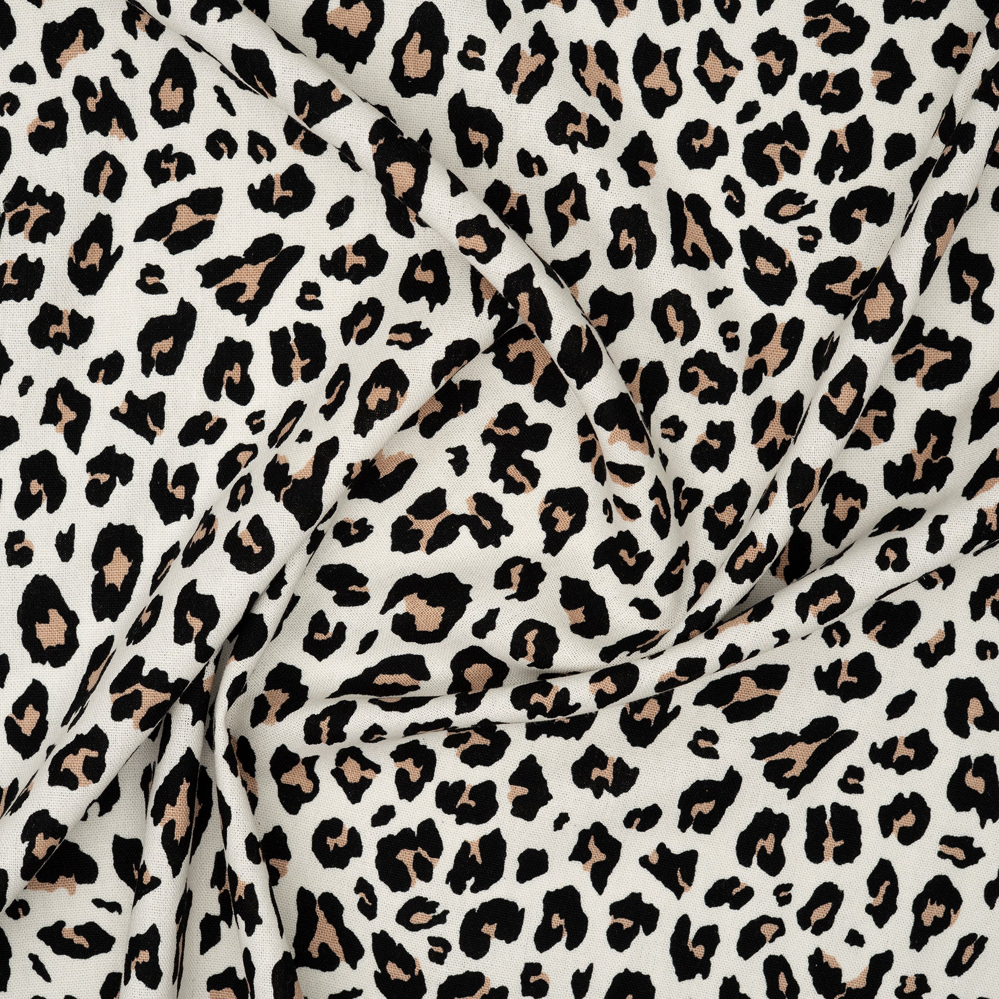Viskose Leinen Leo Beige Schwarz | Stoffwerk