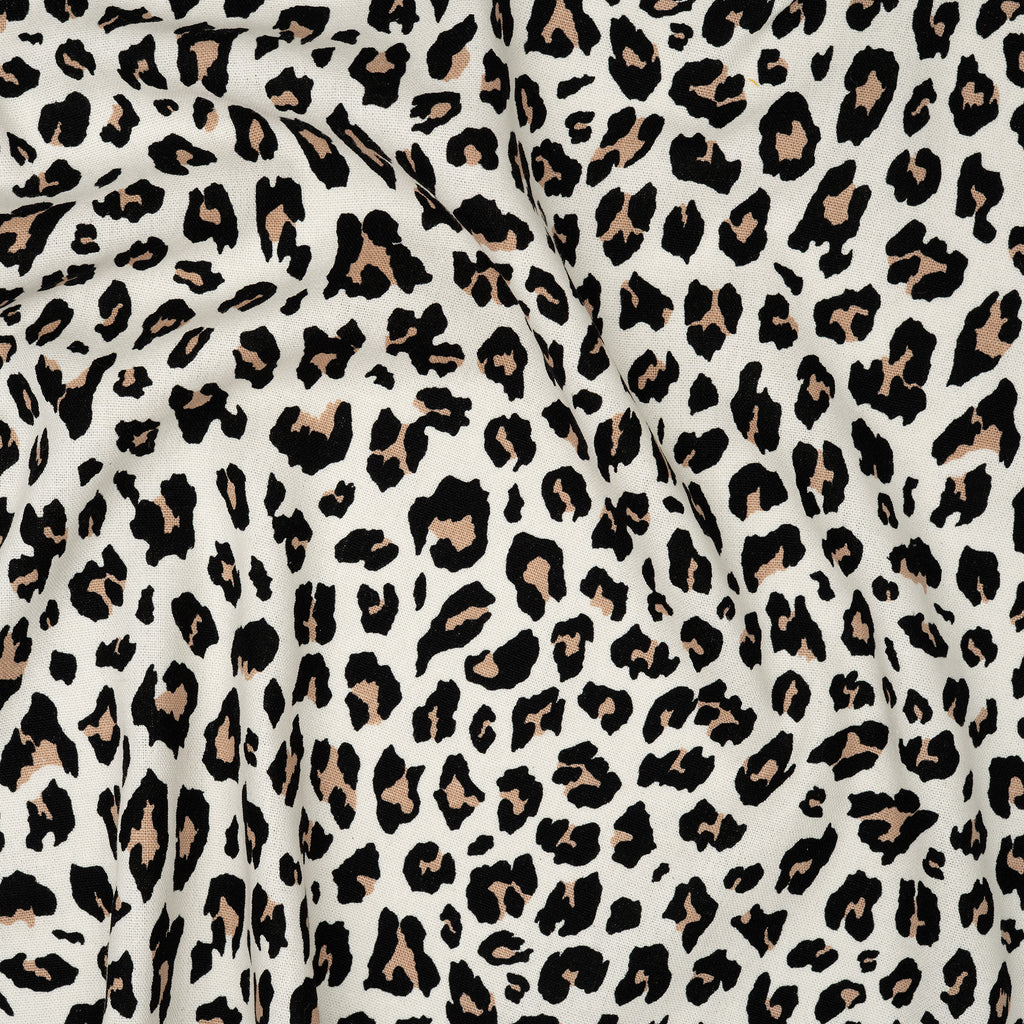 Viskose Leinen Leo Beige Schwarz | Stoffwerk