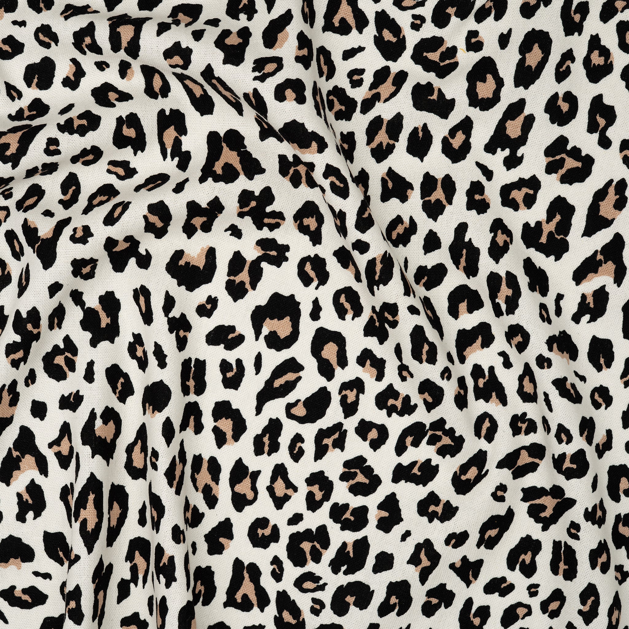 Viskose Leinen Leo Beige Schwarz | Stoffwerk