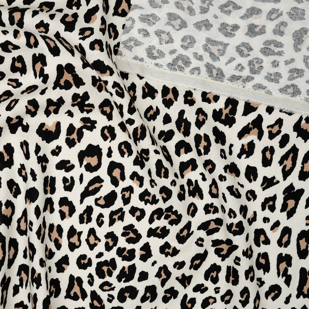 Viskose Leinen Leo Beige Schwarz | Stoffwerk