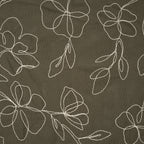Viskose Leinen Stickblume Oliv