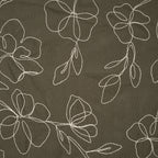 Viskose Leinen Stickblume Oliv