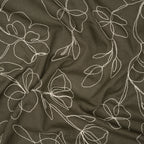 Viskose Leinen Stickblume Oliv | Stoffwerk