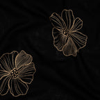 Viskose Leinen Stickblume Schwarz | Stoffwerk