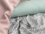 Viskose Pastellblumenwiese Mint Rosa Gelb | Stoffwerk